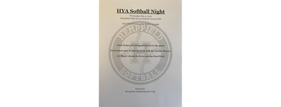 HYA Softball Night-Varsity Softball Field